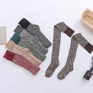 Chaussettes hautes en coton, épaisses et longues, style mode simple, effet froncé, chauffe-jambes d'hiver - Product Image 6