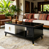 Meuble TV moderne de luxe en MDF avec plateau en verre trempé, ensemble table basse et meuble de rangement, meuble TV, table à thé pour usage domestique