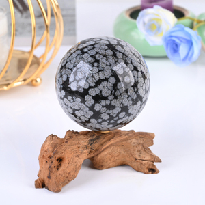 New Arrival Natural <b>Crystal</b> Gemstone Polished Snowflake Obsidian Sphere <b>Balls</b> for Decoration - Product Image 5