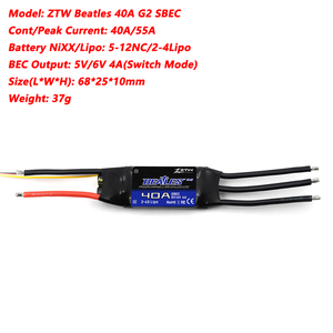ZTW <span class=keywords><strong>Beatles</strong></span> G2 20A/30A/60A/80A/100A/120A ESC Brushless 32 bits 2-6S SBEC 5V/6V SMR Frein inversé pour avion RC et drone à voilure fixe - Product Image 3