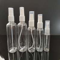 Flacon pulvérisateur cosmétique transparent portable de 60 ml en PET moulé par soufflage, format voyage, à brume fine, avec pompe, forme cylindrique, modèle mini