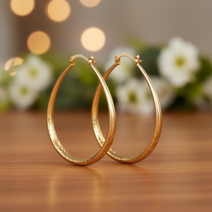 E4473 Orecchini a Cerchio Dorati per Donna, Placcati in Oro, in Lega di Zinco, Gioielli Classici alla Moda - Product Image 2