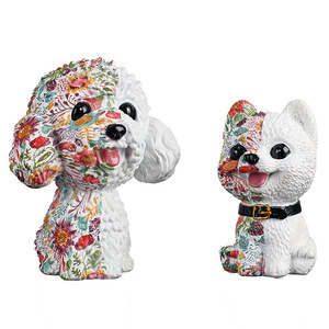 Creative Printed Poodle And Shiba Inu Figurine Resin Decor For Living Room Entryway Wine <b>Cabinet</b> Decoration - Product Image 5