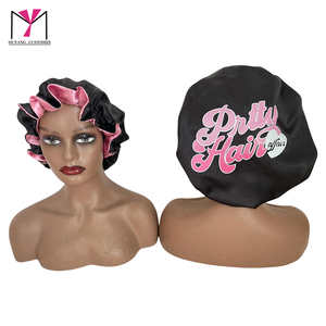 MUYANG Custom logo Silk Satin Hair Round <b>Bonnet</b> African Print Double Layer - Product Image 1