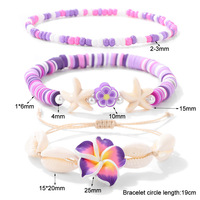 Nueva Pulsera de Verano con Cuentas de Flores de Cerámica Suave, Estilo Playa, para Amigas, Hecha a Mano con Conchas y Conchas Marinas, Regalo de Hadas, Conjuntos de Pulseras