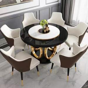 Table à manger ronde pliable extensible multifonctionnelle avec plateau tournant <span class=keywords><strong>pour</strong></span> la maison, l'hôtel, le restaurant, table et chaises à manger - Product Image 1