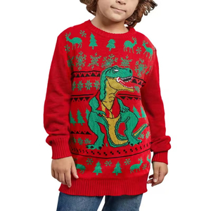 Pull de Noël en tricot confortable pour femmes, vêtements de famille personnalisés pour parents et enfants, motif de sapin de Noël de dessin animé, ambiance de Noël - Product Image 5