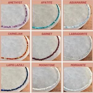 Minimalistische Zarte 2-3mm Mikro-Facettierte Natürliche Edelstein-Perlen Choker-Halskette Heilkristall-Halskette Schmuck für Sie Geschenke - Product Image 4