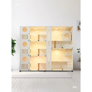 Enclos pour <span class=keywords><strong>chat</strong></span> à 3 niveaux, vitrine en verre avec cadre en bois massif, cage d'intérieur pour l'élevage et l'adoption - Product Image 3
