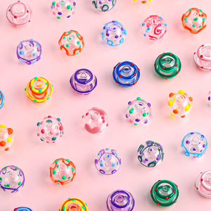 Venta al por mayor de abalorios de cristal hueco pintados a mano de 14mm, abalorios artesanales, abalorios DIY, Material de cuentas, pendientes, accesorios de pulsera - Product Image 5