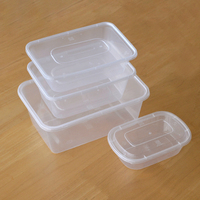 Récipient alimentaire en plastique jetable rectangulaire transparent clair emporter conteneur emballage alimentaire boîte à déjeuner avec couvercle