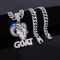 Pendentif unisexe en pierre naturelle style européen et américain, motif chèvre, plaqué or, pour rappeur, hip-hop, punk, mode, breloques