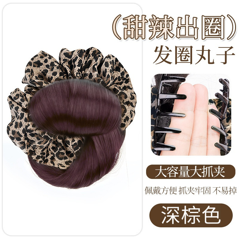 ยางรัดผมลายเสือดาว [สีน้ำตาลเข้ม]