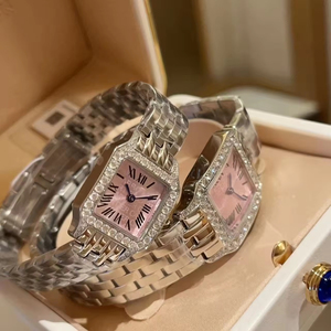 Montre à quartz de luxe 2025, cadran rose, marque originale, diamants, tendance - Product Image 3