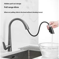 Robinet de cuisine moderne en laiton brossé à poignée unique, avec douchette extractible rotative, pour hôtel (vente en gros)