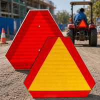 Panneau triangulaire de signalisation pour véhicules à mouvement lent (SMV) en aluminium réfléchissant rouge/orange 14x16 pouces, plaque de marquage arrière pour tracteurs agricoles