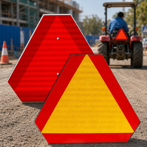 Panneau triangulaire de signalisation pour véhicules à mouvement lent (SMV) en aluminium réfléchissant rouge/orange 14x16 pouces, plaque de marquage arrière pour tracteurs agricoles - Product Image 6