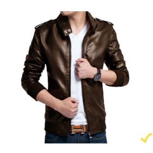 Veste en cuir PU décontractée pour homme, couleur moutarde, fermeture éclair, meilleur prix de gros au Pakistan - Product Image 2