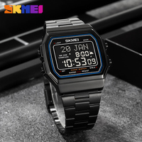 Jam Tangan Digital SKMEI 2113 Penunjuk Kiblat Tahan Air 30M Tali Baja Anti Karat Paduan Seng Kalender Hijriah Gregorian Muslim Azan