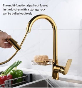 <span class=keywords><strong>Robinet</strong></span> de cuisine moderne en laiton à col de cygne, monocommande, extractible, pivotant à 360°, mitigeur chaud/froid avec panier de rangement - Product Image 3