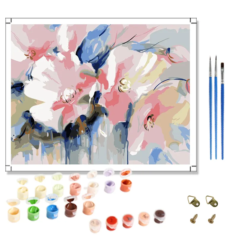 Pittura fai da te con numeri personalizzati 3D pittura a fiori astratti con numeri tela Kit arte artigianale