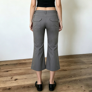 Minimalist Mid Rise Straight Leg Canvas <b>Pants</b> Solid Color Woven Breathable Eco-Friendly <b>Summer</b> Women Casual Streetwear - Product Image 6