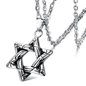 Star of David Pendant Necklace Women Men's Chain Silver Israel Necklace