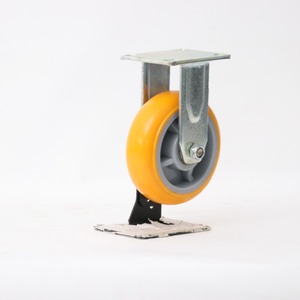 Rueda giratoria universal de 4, 5, 6 y 8 pulgadas, de hierro, para uso industrial, con núcleo de aluminio, TPU amarillo, de alta resistencia, base plana - Product Image 4
