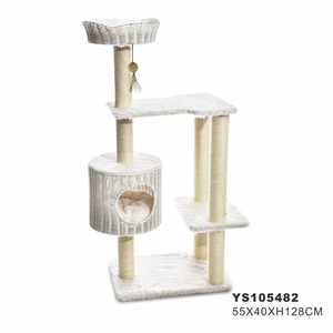 Albero di gatto Rattan moderna alta torre di gatto tiragraffi condomini Top persico Rattan albero di legno gatto - Product Image 2