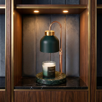 Lampe chauffe-bougie en métal 4 couleurs (noir, blanc, or, or rose) avec base en marbre, compatible avec les bougies en pot, en gobelet et en pilier