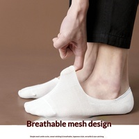 Chaussettes bateau invisibles fines et basses pour homme, couleur unie, en coton peigné, antidérapantes en silicone, sans frottement au talon, absorbant la transpiration