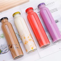 Lege 500ml ronde 250ml 8 oz sapglazen flessen met metalen deksels, geschikt voor dranken, koudgeperste sap, melkthee, 16oz 16 oz
