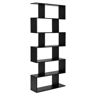 Étagère à livres décorative en bois contemporaine à 6 niveaux, autoportante, pour le salon, meubles de maison, noir - Product Image 1