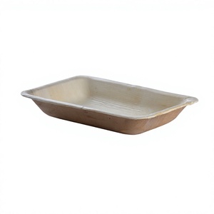 Disposable Palm Leaf 8 Inch Deep Square Tray Biodegradable Eco-Friendly for Takeaway Casual Use - Product Image 1