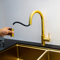 Robinet de cuisine moderne de luxe intelligent, en laiton doré, à montage sur plan, en acier inoxydable, pour la cuisine, la salle de bain et les toilettes
