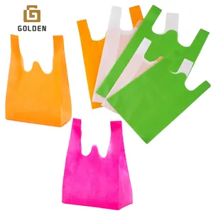 Sacs à provisions en tissus non tissés moins chers de supermarché sacs à provisions avec logo recyclé non tissé t-shirt gilet sacs fourre-tout à provisions