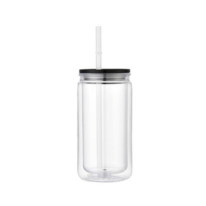 Nhà Máy Bán buôn 16oz double-layer nhựa BPA free rơm Cup xách tay xe cup với rơm Mason Cup là chỉ cho nước lạnh - Product Image 4