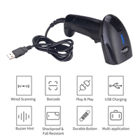 Venta Directa de Fábrica, Lector de Códigos de Barras Láser 1D, Manos Libres, IP45, Escáner de Códigos de Barras con Cable USB para Inventario de Almacenes Minoristas