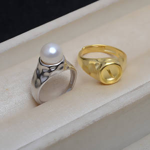 S925 Silver <b>Open</b> <b>Ring</b> Holder Thick 8-9 <b>Ring</b> Pearl DIY Accessories Handmade Empty Holder Semi Finished 4187 Oval Cut Diamond - Product Image 1
