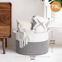 Panier de rangement en corde de coton tressé, pliable, pour linge, grands paniers avec poignées durables – Vente chaude
