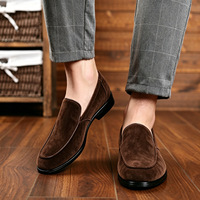 Mocassins en daim pour hommes Xuanhui, nouvelle conception, bout carré, antidérapants, semelle épaisse, style chunky