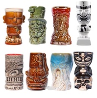 Personnalisé Halloween Hawaii Bar Tropical Cocktail Verre Surface Non Émaillée Céramique Démon Diable Tête Squelette Tiki Mug