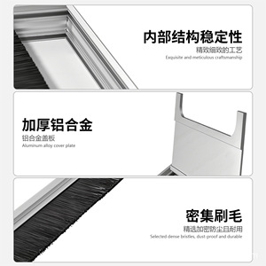 Caja de gestión de cables de escritorio de aleación de aluminio, rectangular, de níquel, accesorio duradero para muebles de oficina - Product Image 2