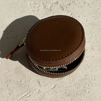 Bijoux en cuir végétalien étui rond accessoires essentiels boucles d'oreilles collier bijoux organisateur