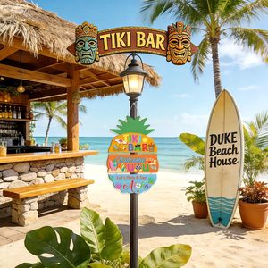 Panneau suspendu Tiki Bar Ananas 11,4 "x16,1" <span class=keywords><strong>Hawaï</strong></span> Tropical <span class=keywords><strong>Hawaï</strong></span> Été Plage Piscine Bienvenue Décoration de porte - Product Image 5