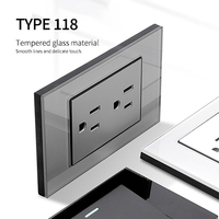 FIKO American Standard Interrupteurs et prises murales Type 118 Panneau en verre trempé doré 15A/20A/45A Interrupteurs électriques légers pour la maison