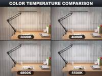 Lampe de table LED blanche en métal, design anti-éblouissement, écologique, protection oculaire, pliable, avec bouton de gradation, idéale pour les étudiants, l'écriture et la lecture