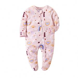Benutzer definierte Neugeborene Kleidung Sleeper Infant Bodysuit Reiß verschluss Baby Stram pler Footie Pyjamas - Product Image 2
