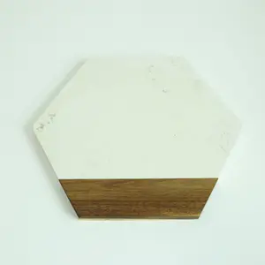 Planche à découper octogonale en bois et marbre pour fromage/charcuterie/pain/gâteau