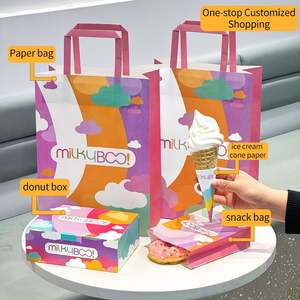 Sacs à emporter en papier kraft biodégradable et recyclable, personnalisés, écologiques, avec poignées plates/torsadées pour la livraison de produits de boulangerie et l'emballage alimentaire - Product Image 2